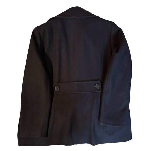 Calvin Klein Black Wool Blend Pea Coat Double Breasted Classic Tailored Jacket - Picture 5 of 9